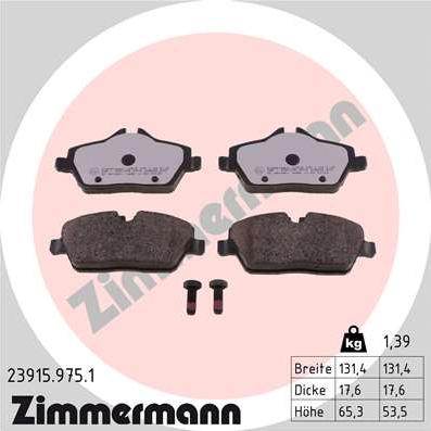 Zimmermann 23915.975.1 - Bremžu uzliku kompl., Disku bremzes www.autospares.lv