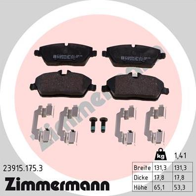 Zimmermann 23915.175.3 - Bremžu uzliku kompl., Disku bremzes autospares.lv