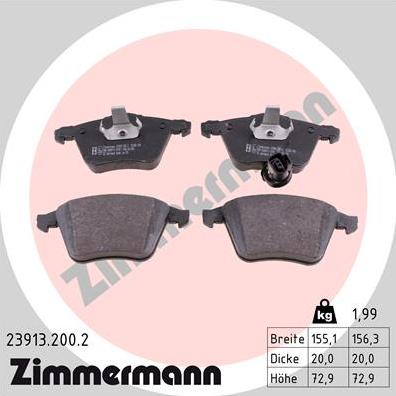 Zimmermann 23913.200.2 - Bremžu uzliku kompl., Disku bremzes autospares.lv