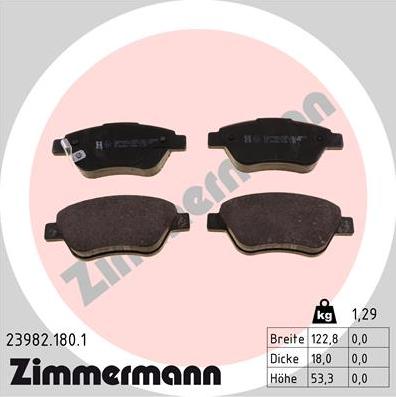 Zimmermann 23982.180.1 - Тормозные колодки, дисковые, комплект www.autospares.lv