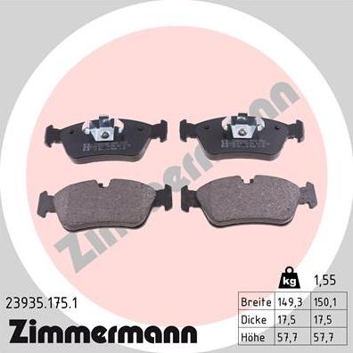 Zimmermann 23935.175.1 - Bremžu uzliku kompl., Disku bremzes www.autospares.lv