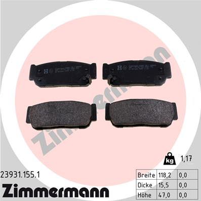 Zimmermann 23931.155.1 - Тормозные колодки, дисковые, комплект www.autospares.lv