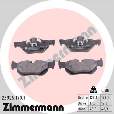 Zimmermann 23926.170.1 - Bremžu uzliku kompl., Disku bremzes autospares.lv