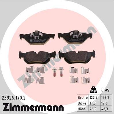 Zimmermann 23926.170.2 - Brake Pad Set, disc brake www.autospares.lv