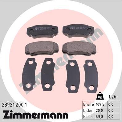 Zimmermann 23921.200.1 - Тормозные колодки, дисковые, комплект www.autospares.lv