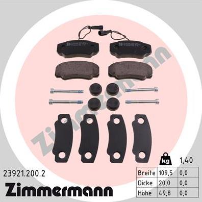 Zimmermann 23921.200.2 - Тормозные колодки, дисковые, комплект www.autospares.lv