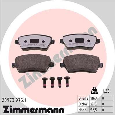 Zimmermann 23973.975.1 - Brake Pad Set, disc brake www.autospares.lv