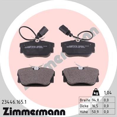 Zimmermann 23446.165.1 - Bremžu uzliku kompl., Disku bremzes autospares.lv