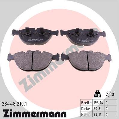 Zimmermann 23448.210.1 - Bremžu uzliku kompl., Disku bremzes www.autospares.lv