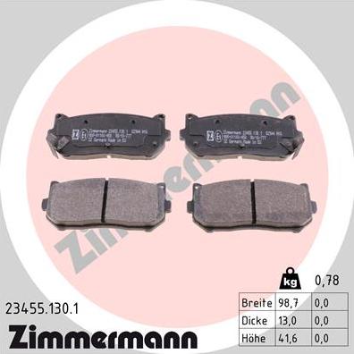 Zimmermann 23455.130.1 - Brake Pad Set, disc brake www.autospares.lv