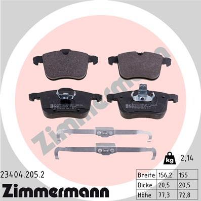 Zimmermann 23404.205.2 - Brake Pad Set, disc brake www.autospares.lv