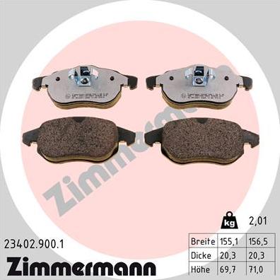 Zimmermann 23402.900.1 - Тормозные колодки, дисковые, комплект www.autospares.lv