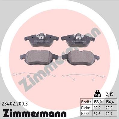 Zimmermann 23402.200.3 - Bremžu uzliku kompl., Disku bremzes www.autospares.lv
