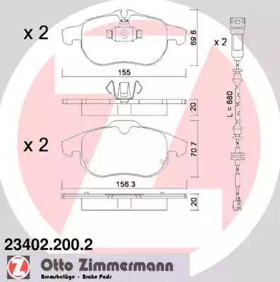 Zimmermann 23402.200.2 - Brake Pad Set, disc brake www.autospares.lv