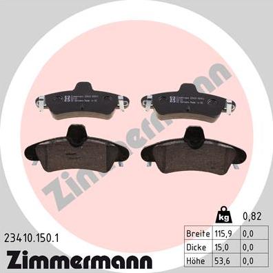 Zimmermann 23410.150.1 - Bremžu uzliku kompl., Disku bremzes www.autospares.lv