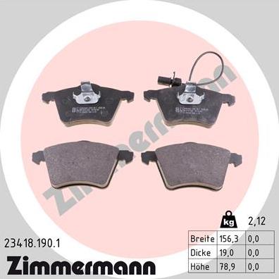 Zimmermann 23418.190.1 - Bremžu uzliku kompl., Disku bremzes www.autospares.lv