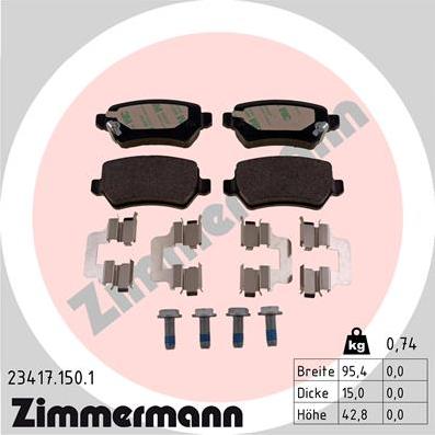 Zimmermann 23417.150.1 - Bremžu uzliku kompl., Disku bremzes autospares.lv