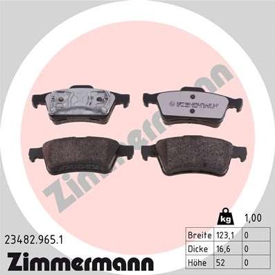 Zimmermann 23482.965.1 - Тормозные колодки, дисковые, комплект www.autospares.lv