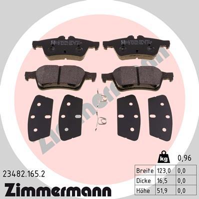 Zimmermann 23482.165.2 - Тормозные колодки, дисковые, комплект www.autospares.lv