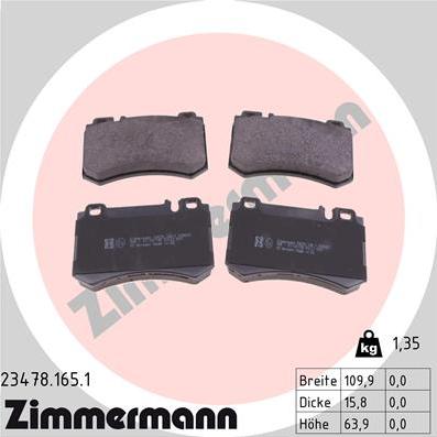 Zimmermann 23478.165.1 - Bremžu uzliku kompl., Disku bremzes www.autospares.lv