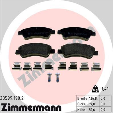 Zimmermann 23599.190.2 - Brake Pad Set, disc brake www.autospares.lv