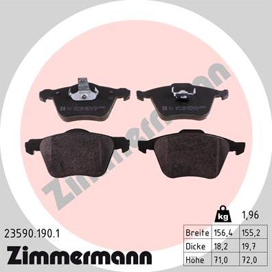 Zimmermann 23590.190.1 - Bremžu uzliku kompl., Disku bremzes autospares.lv