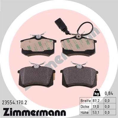 Zimmermann 23554.170.2 - Bremžu uzliku kompl., Disku bremzes autospares.lv