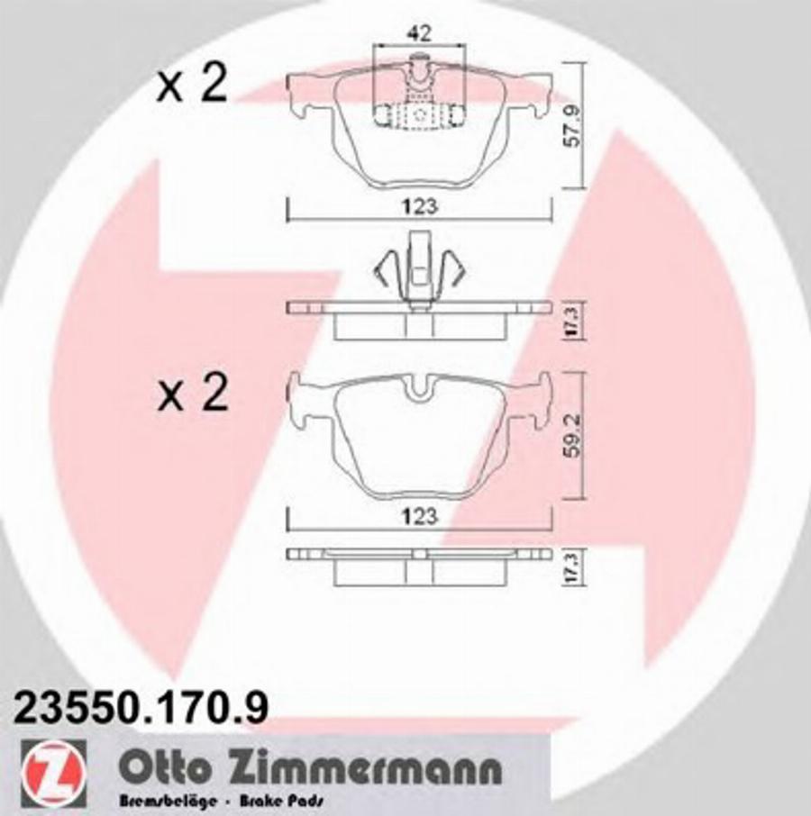 Zimmermann 235501709 - Brake Pad Set, disc brake www.autospares.lv