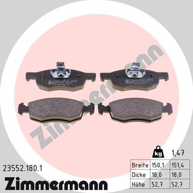 Zimmermann 23552.180.1 - Bremžu uzliku kompl., Disku bremzes www.autospares.lv