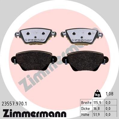 Zimmermann 23557.970.1 - Тормозные колодки, дисковые, комплект www.autospares.lv