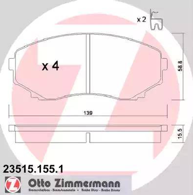 Zimmermann 23515.155.1 - Тормозные колодки, дисковые, комплект www.autospares.lv