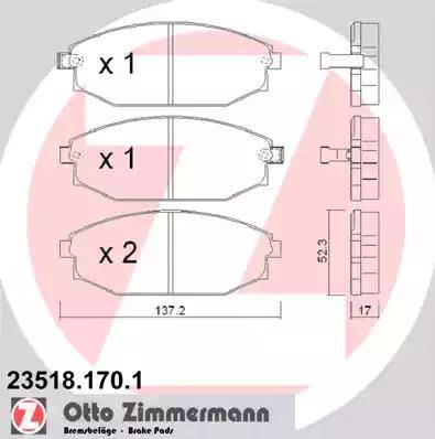 Zimmermann 23518.170.1 - Bremžu uzliku kompl., Disku bremzes www.autospares.lv