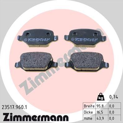 Zimmermann 23517.960.1 - Bremžu uzliku kompl., Disku bremzes autospares.lv