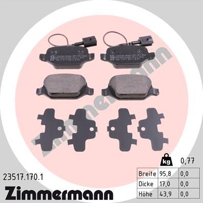 Zimmermann 23517.170.1 - Bremžu uzliku kompl., Disku bremzes autospares.lv