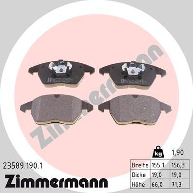 Zimmermann 23589.190.1 - Bremžu uzliku kompl., Disku bremzes www.autospares.lv