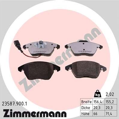 Zimmermann 23587.900.1 - Тормозные колодки, дисковые, комплект www.autospares.lv