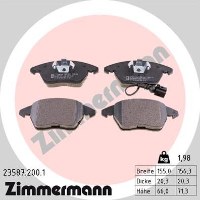 Zimmermann 23587.200.1 - Bremžu uzliku kompl., Disku bremzes www.autospares.lv