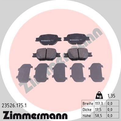 Zimmermann 23526.175.1 - Bremžu uzliku kompl., Disku bremzes autospares.lv