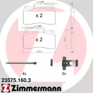 Zimmermann 23575.160.3 - Bremžu uzliku kompl., Disku bremzes www.autospares.lv