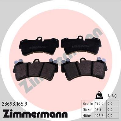 Zimmermann 23693.165.9 - Bremžu uzliku kompl., Disku bremzes www.autospares.lv