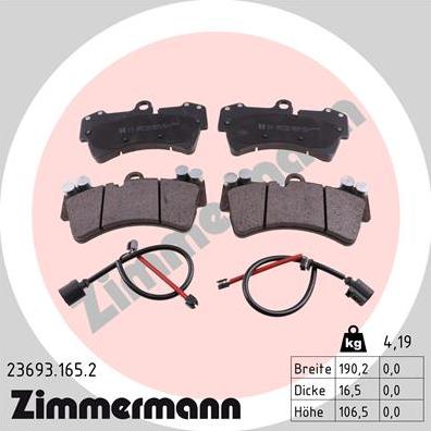 Zimmermann 23693.165.2 - Bremžu uzliku kompl., Disku bremzes autospares.lv