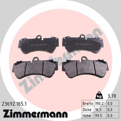 Zimmermann 23692.165.1 - Bremžu uzliku kompl., Disku bremzes www.autospares.lv