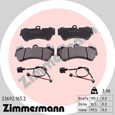 Zimmermann 23692.165.2 - Bremžu uzliku kompl., Disku bremzes www.autospares.lv