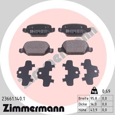 Zimmermann 23661.140.1 - Bremžu uzliku kompl., Disku bremzes autospares.lv