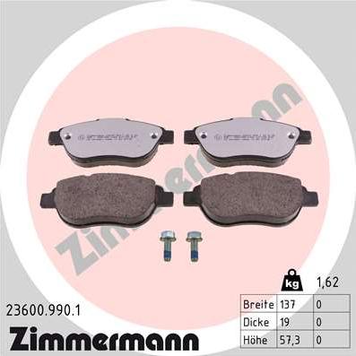 Zimmermann 23600.990.1 - Bremžu uzliku kompl., Disku bremzes autospares.lv