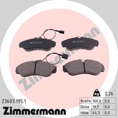 Zimmermann 23603.195.1 - Bremžu uzliku kompl., Disku bremzes www.autospares.lv