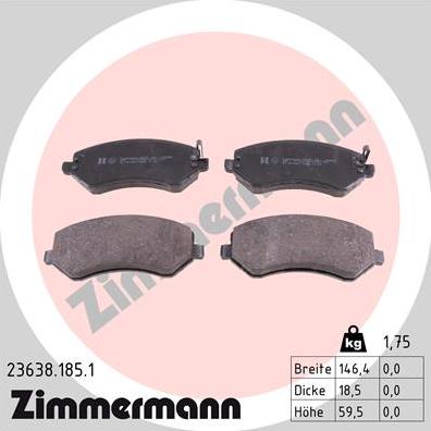 Zimmermann 23638.185.1 - Bremžu uzliku kompl., Disku bremzes www.autospares.lv