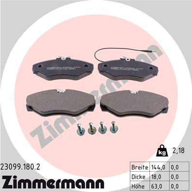 Zimmermann 23099.180.2 - Bremžu uzliku kompl., Disku bremzes autospares.lv