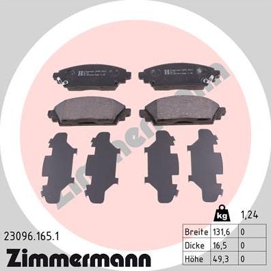 Zimmermann 23096.165.1 - Brake Pad Set, disc brake www.autospares.lv