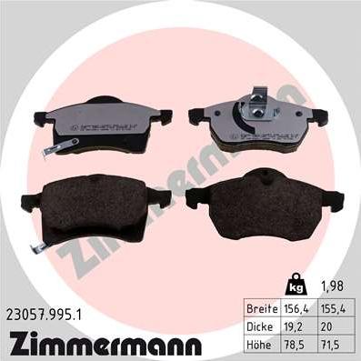 Zimmermann 23057.995.1 - Тормозные колодки, дисковые, комплект www.autospares.lv